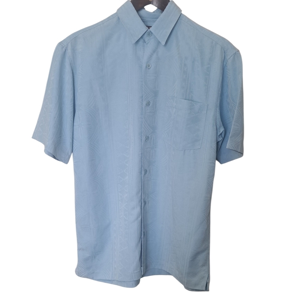 Kahala 1936 Hawaiian Shirt Men’s Small Blue Jacquard Aloha Short Sleeve